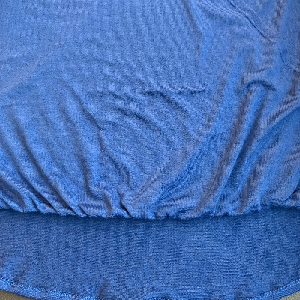 DC Jeans Blue Peekaboo Shoulder Criss Cross V-Neck Shirt Size XL Festival Casual - Picture 6 of 10